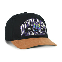 Tampa Bay Rays Cooperstown Break Wood Suede Hitch Adjustable Hat - Black/Brown | 47 brand