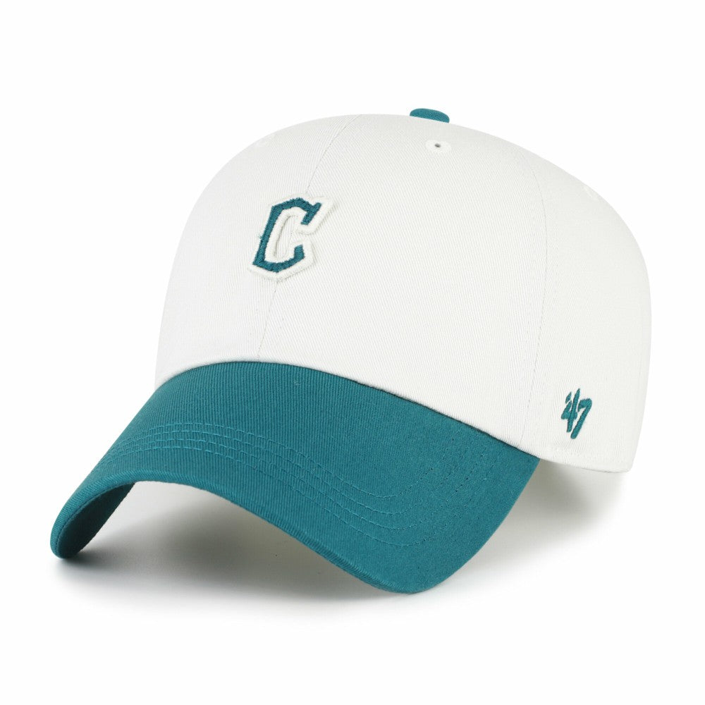 Cleveland Guardians Contemporary Tonal Clean Up Adjustable Hat - White/Teal | 47 brand