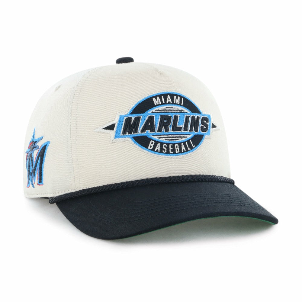 Miami Marlins Youth Frame Out Hitch Adjustable Hat - Natural/Black | 47 brand