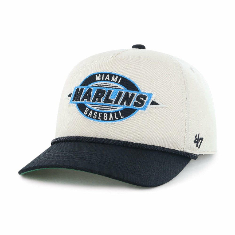 Miami Marlins Youth Frame Out Hitch Adjustable Hat - Natural/Black | 47 brand