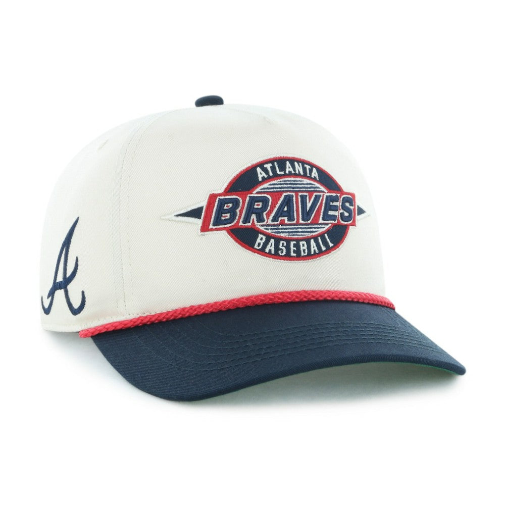 Atlanta Braves Youth Frame Out Hitch Adjustable Hat - Natural/Navy | 47 brand