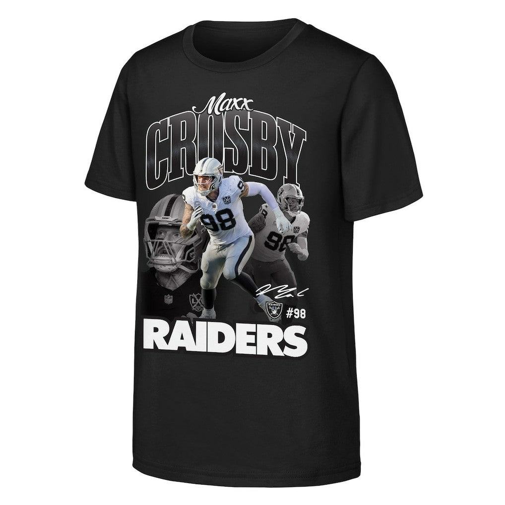Maxx Crosby Las Vegas Raiders Outerstuff Youth Triple Pic T-Shirt - Black discount