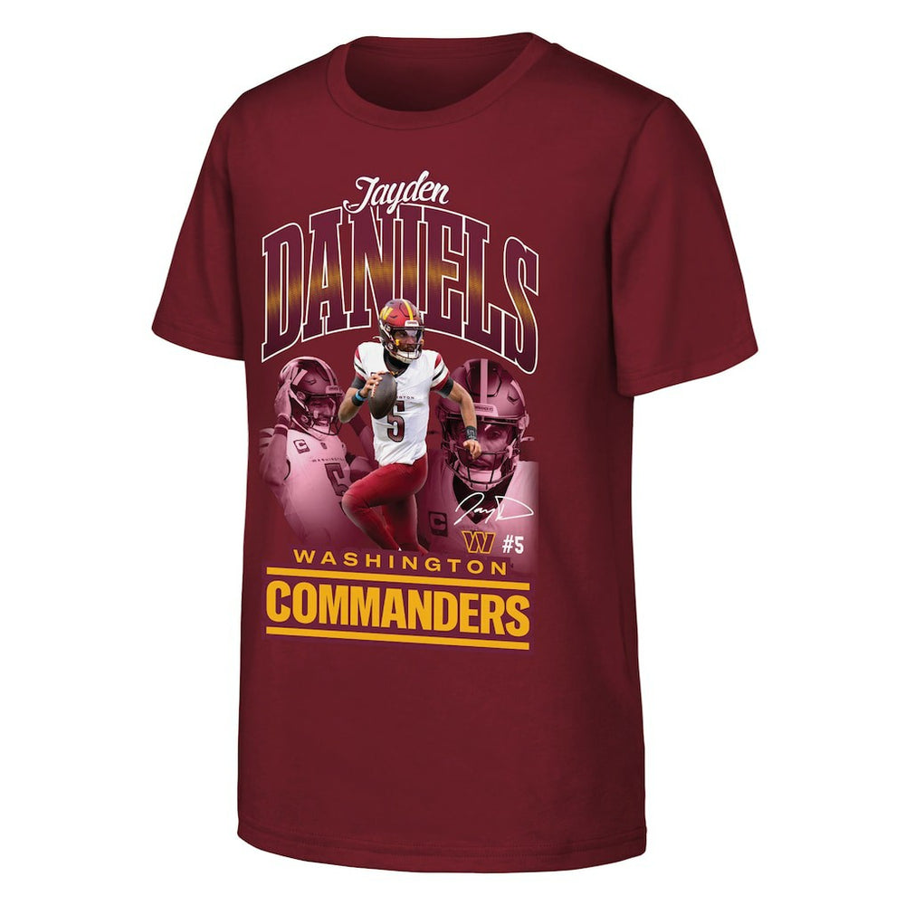 Jayden Daniels Washington Commanders Outerstuff Youth Triple Pic T-Shirt - Burgundy online