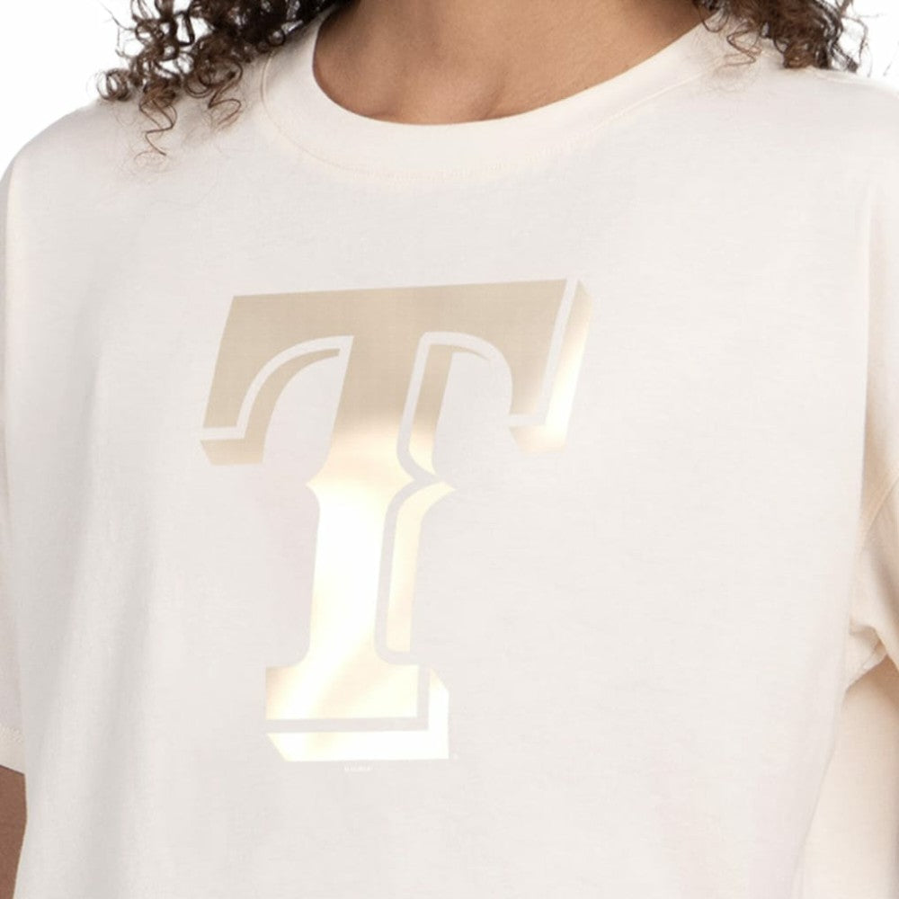 Texas Rangers Starter Women's Pastels Boxy Cropped T-Shirt - Cream
