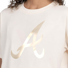 Atlanta Braves Starter Women's Pastels Boxy Cropped T-Shirt - Cream