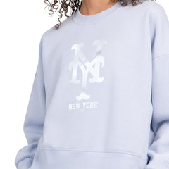 New York Mets Starter Women's Pastels Boxy Fleece Sweatshirt - Light Blue