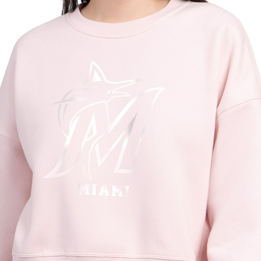 Miami Marlins Starter Women's Pastels Boxy Fleece Sweatshirt - Light Pink