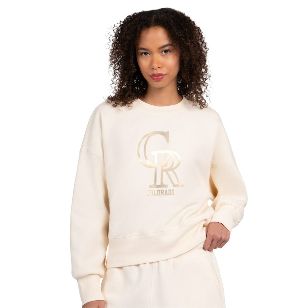 Colorado Rockies Starter Women's Pastels Boxy Fleece Sweatshirt - Cream