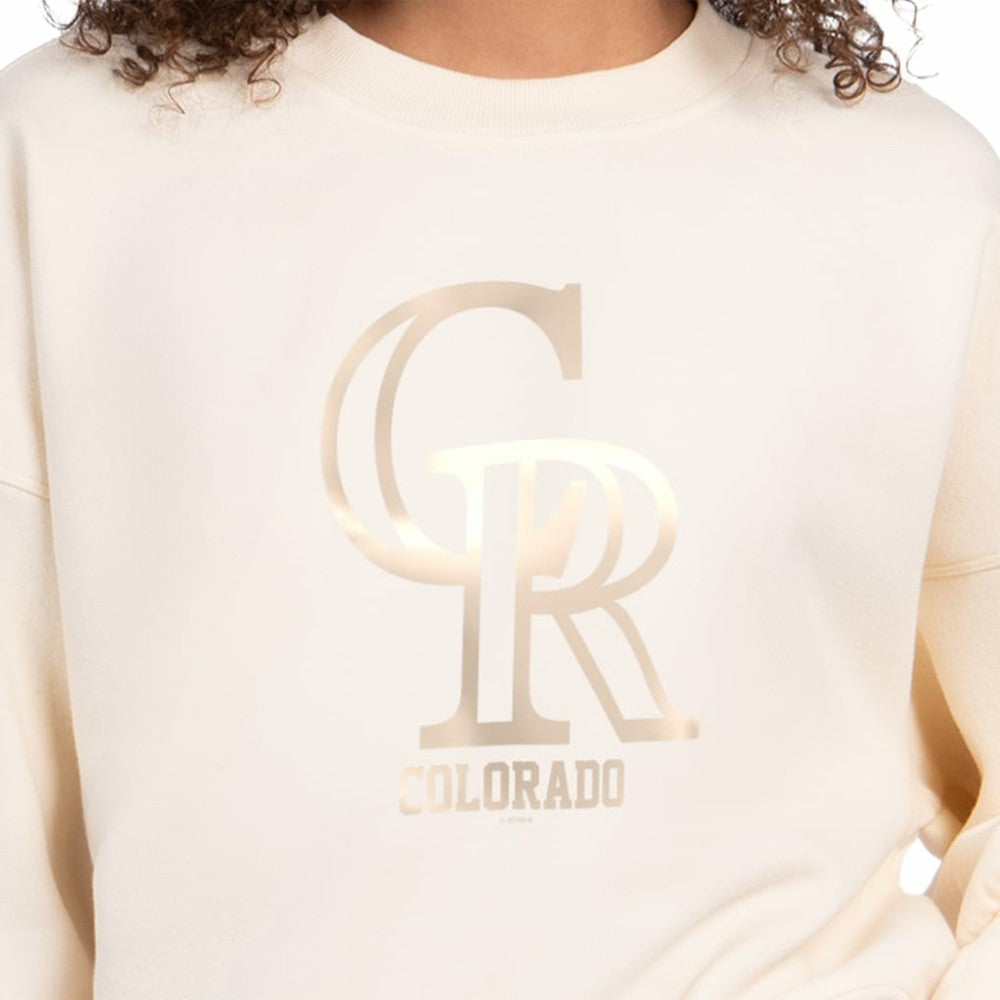 Colorado Rockies Starter Women's Pastels Boxy Fleece Sweatshirt - Cream