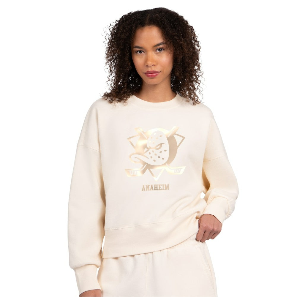 Anaheim Ducks Starter Women's Boxy Cropped Sweatshirt Cream