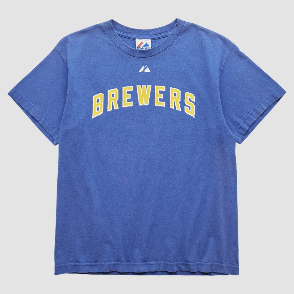 Milwaukee Brewers Majestic 2000s T-Shirt - Blue Vintage