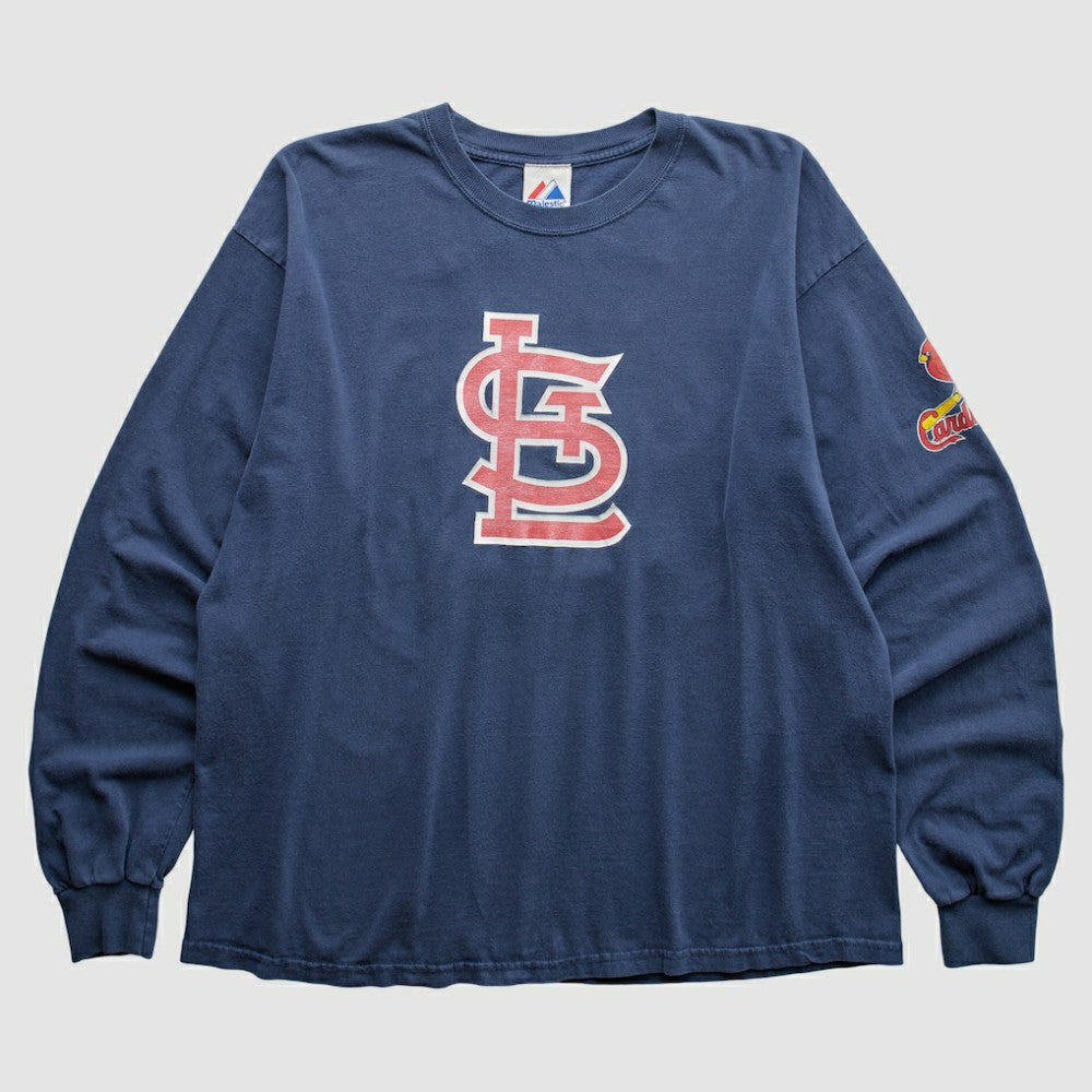 St. Louis Cardinals Majestic 2000s T-Shirt - Navy Vintage