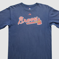 Atlanta Braves Majestic 2000s T-Shirt - Blue Vintage