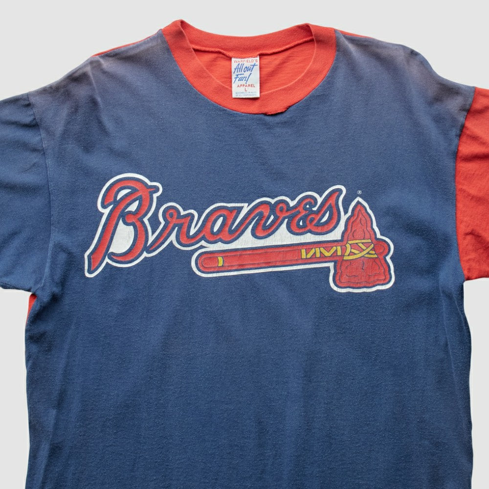 Atlanta Braves All Out Fan! 90s T-Shirt - Blue Vintage