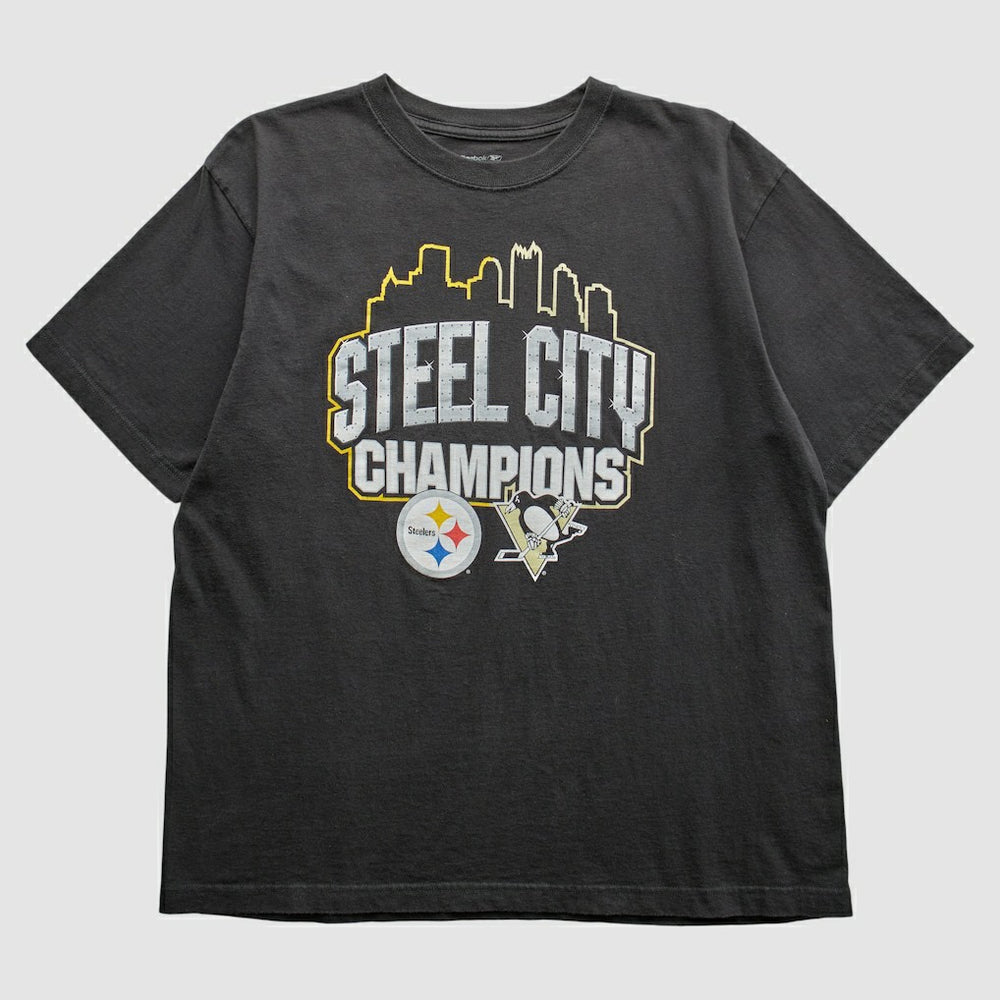 Pittsburgh Steelers Reebok 2009 T-Shirt - Black Vintage on sale