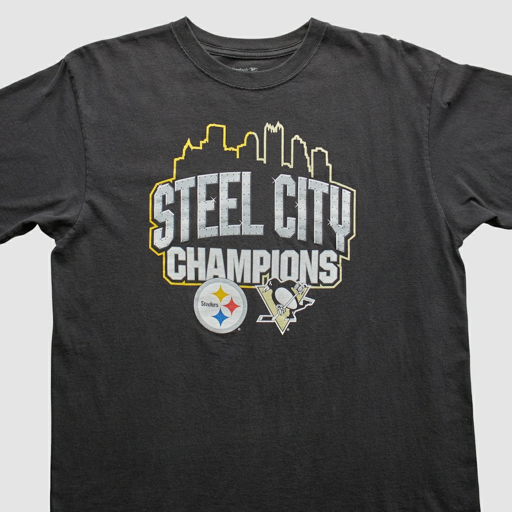 Pittsburgh Steelers Reebok 2009 T-Shirt - Black Vintage on sale