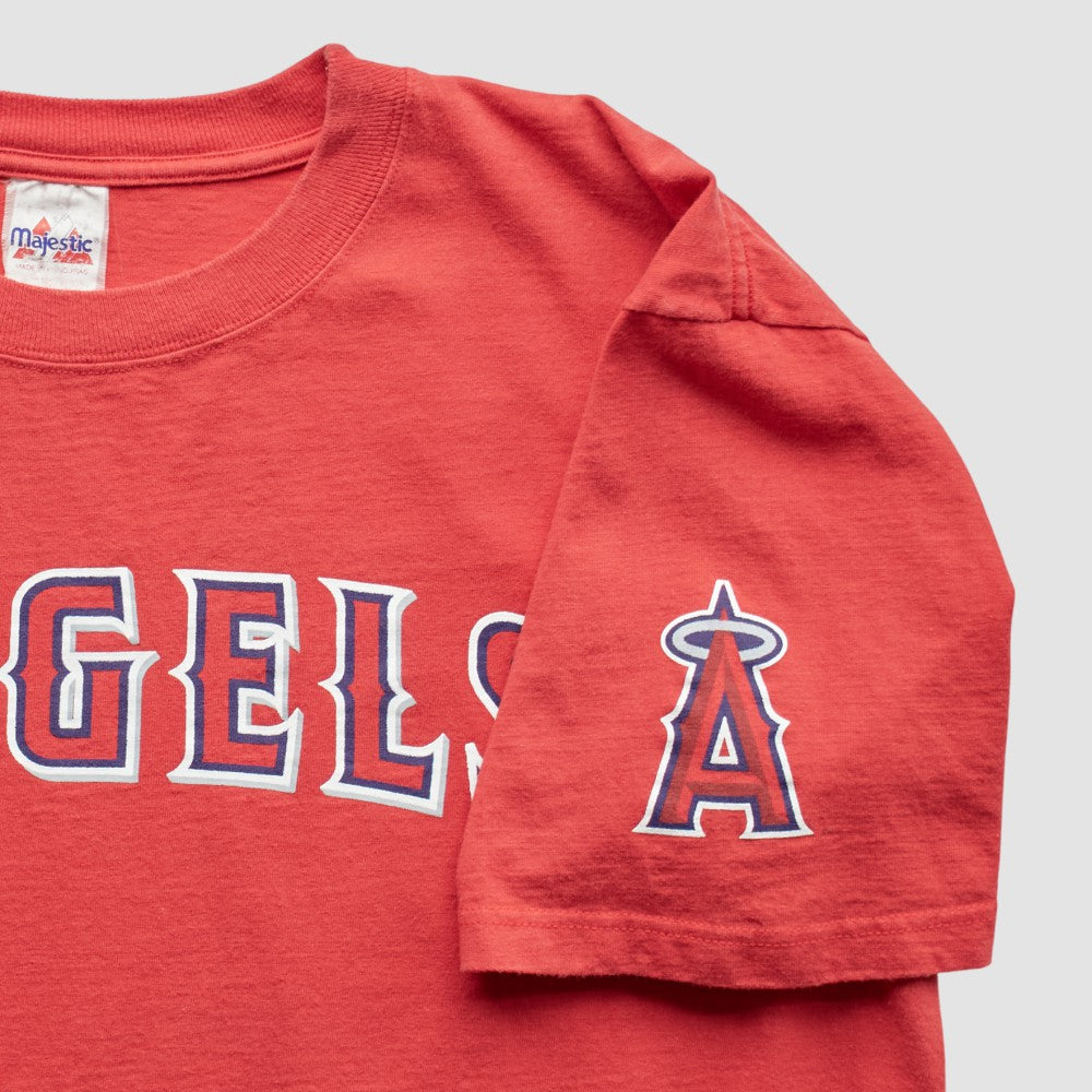 Los Angeles Angels Majestic 2000s T-Shirt - Red Vintage