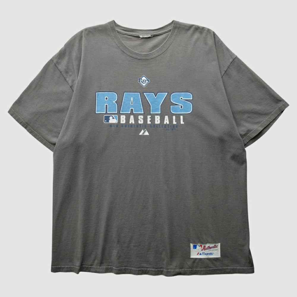Tampa Bay Rays Majestic 2000s T-Shirt - Gray Vintage