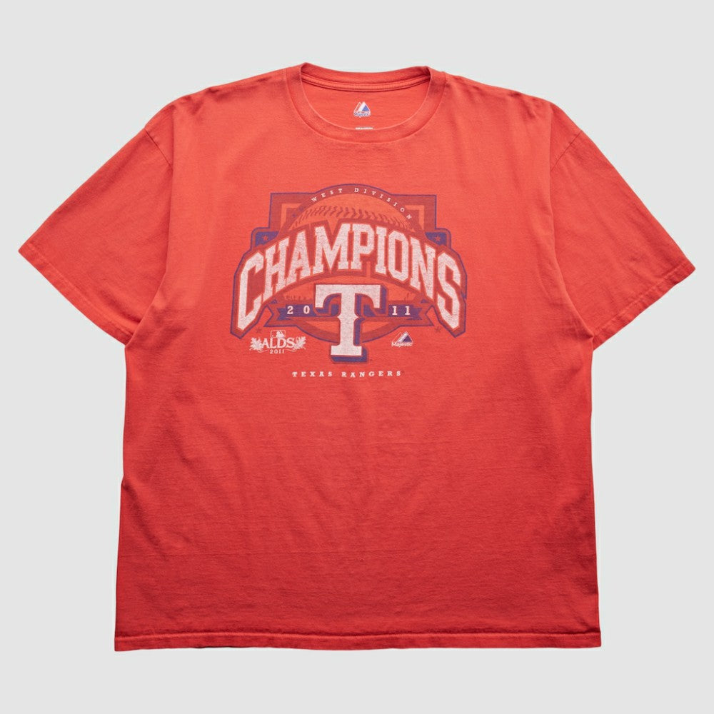Texas Rangers Majestic 2011 T-Shirt - Red Vintage