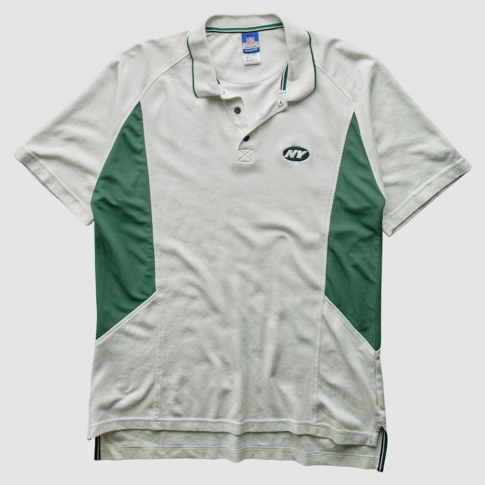 New York Jets Reebok 2000s Polo - 3 Buttons T-Shirt - White Vintage for sale
