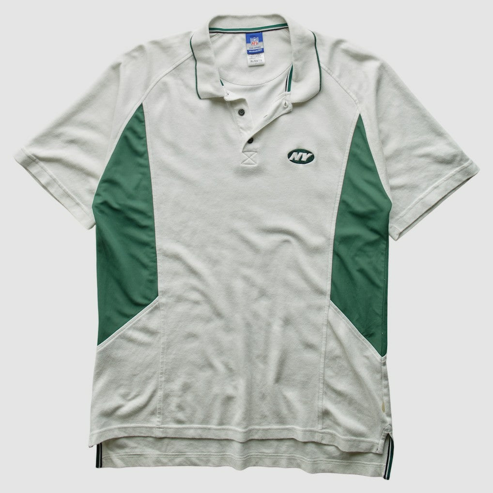 New York Jets Reebok 2000s Polo - 3 Buttons T-Shirt - White Vintage for sale