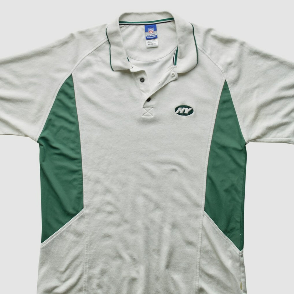 New York Jets Reebok 2000s Polo - 3 Buttons T-Shirt - White Vintage for sale