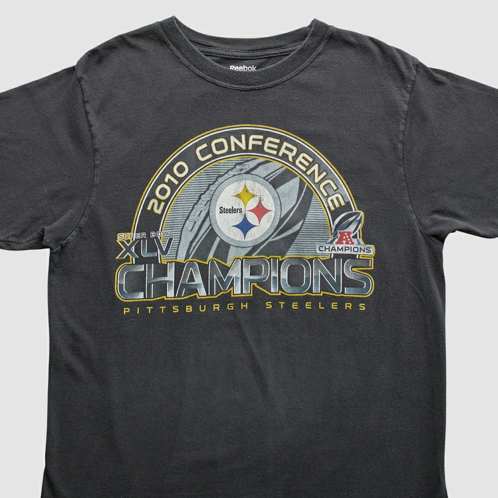 Pittsburgh Steelers Reebok 2010 T-Shirt - Black Vintage on sale