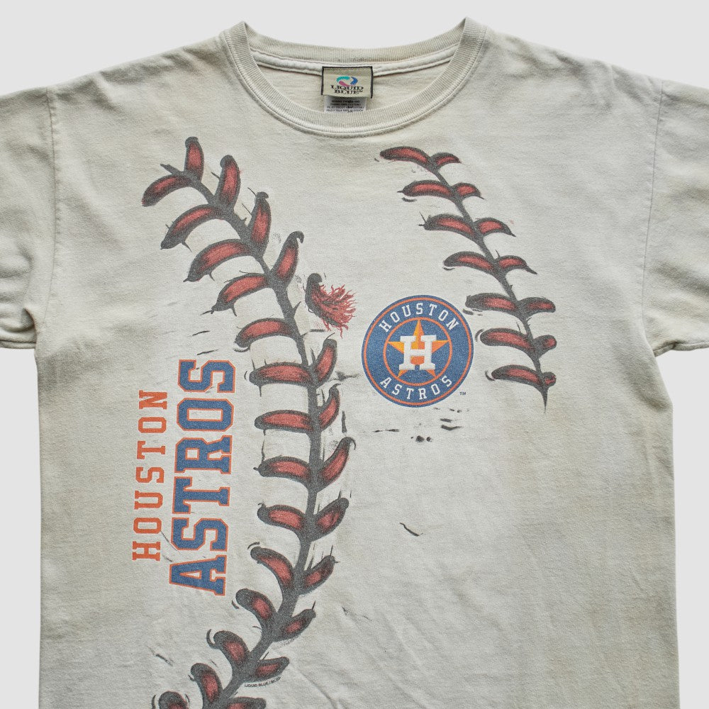 Houston Astros Liquid Blue 2000s T-Shirt - Beige Vintage