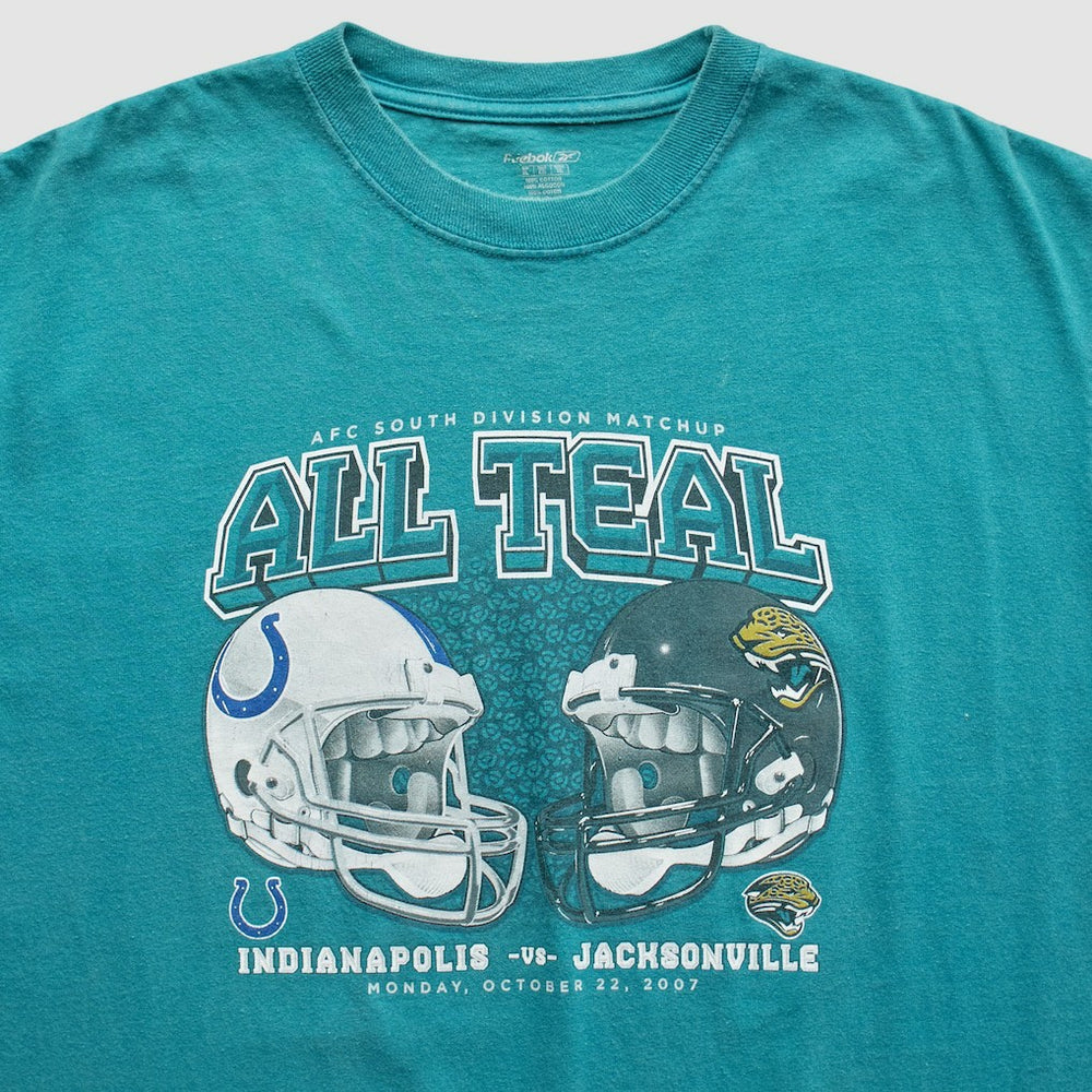 Indianapolis Colts vs. Jacksonville Jaguars Reebok 2007 T-Shirt - Teal Vintage outlet