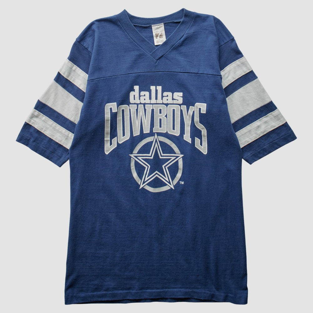 Dallas Cowboys Logo 7 80s T-Shirt - Blue Vintage for sale