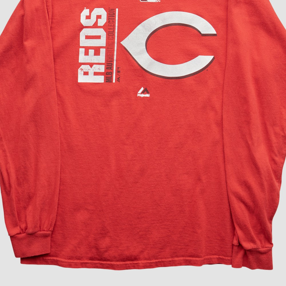 Cincinnati Reds Majestic 2000s T-Shirt - Red Vintage