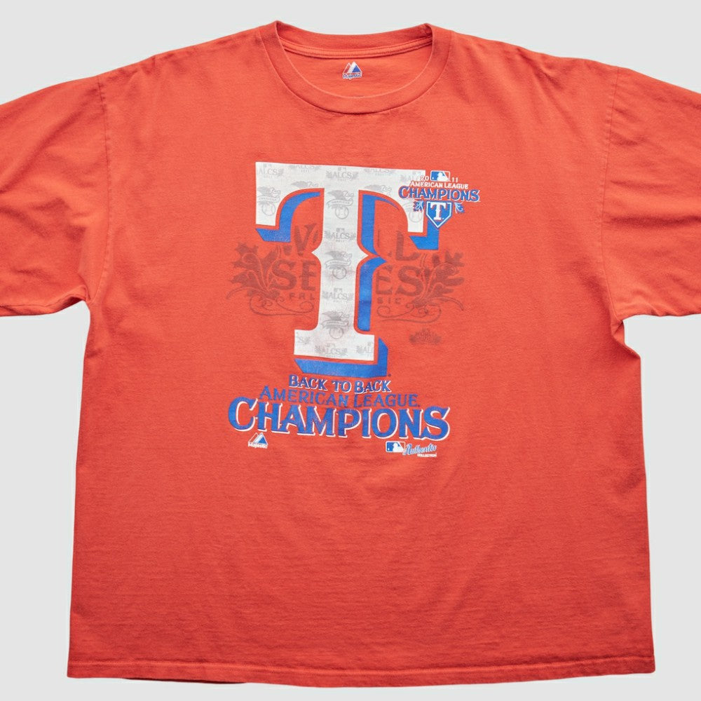 Texas Rangers Majestic 2011 T-Shirt - Orange Vintage