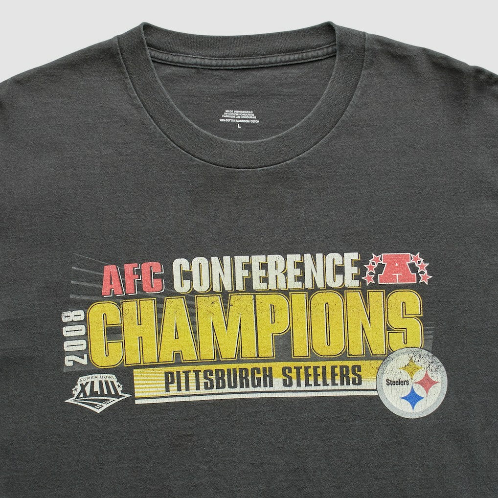 Pittsburgh Steelers 2008 T-Shirt - Black Vintage on sale