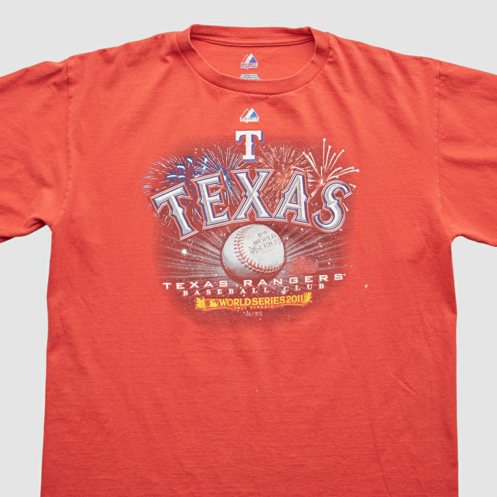 Texas Rangers Majestic 2011 T-Shirt - Red Vintage