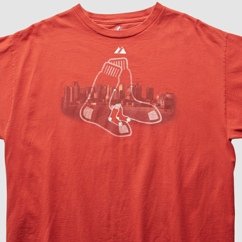 Boston Red Sox Majestic 2000s T-Shirt - Red Vintage