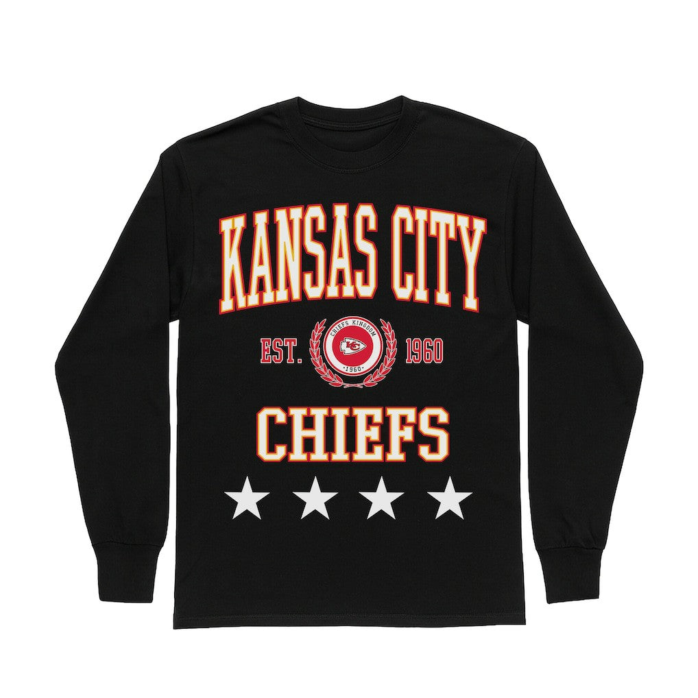 Kansas City Chiefs Gameday Couture Women's Oversized Everyday Star Long Sleeve T-Shirt - Black sale