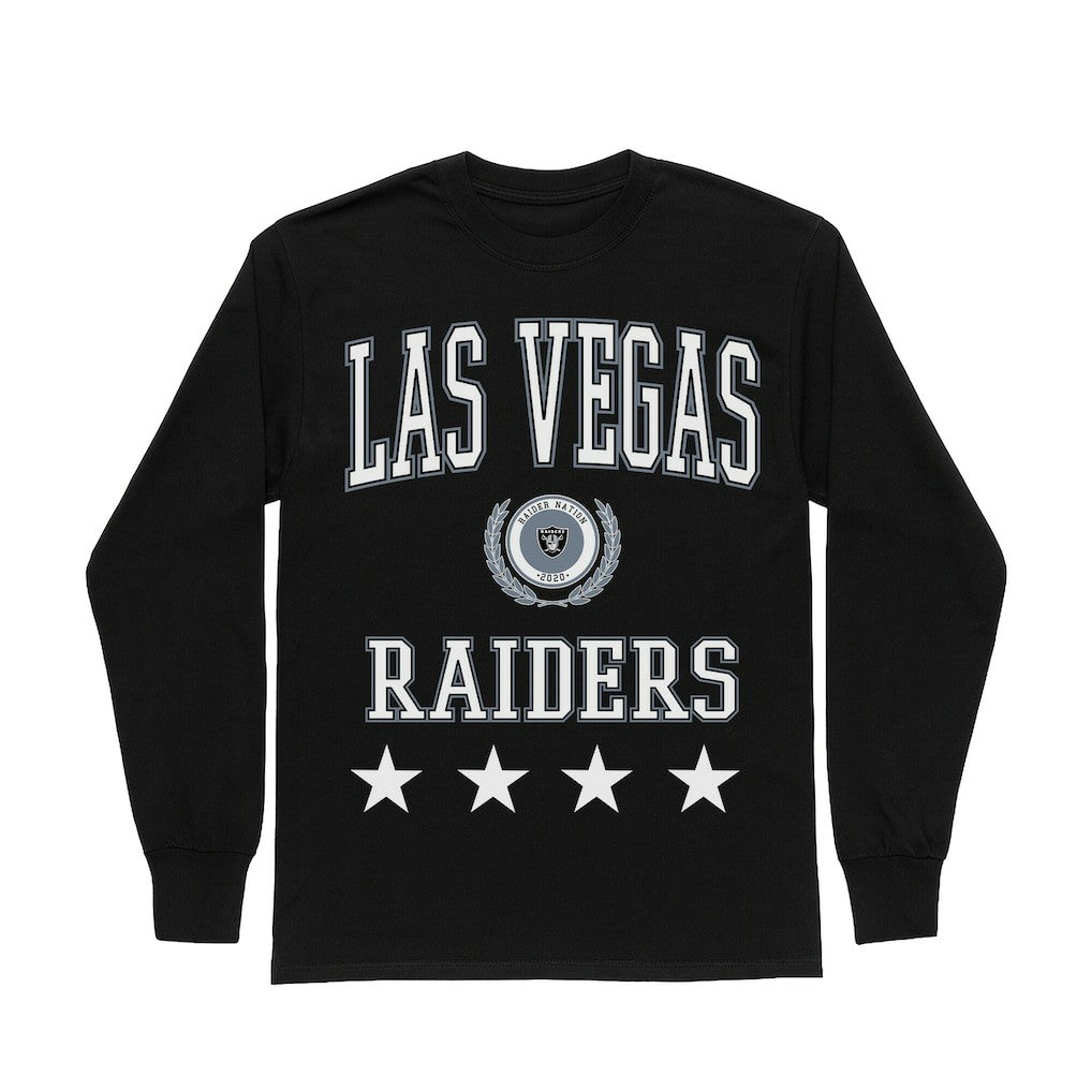 Las Vegas Raiders Gameday Couture Women's Oversized Everyday Star Long Sleeve T-Shirt - Black discount