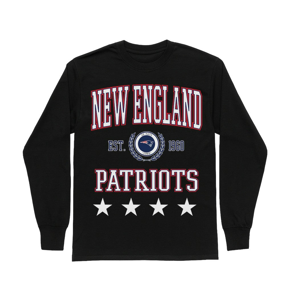 New England Patriots Gameday Couture Women's Oversized Everyday Star Long Sleeve T-Shirt - Black outlet