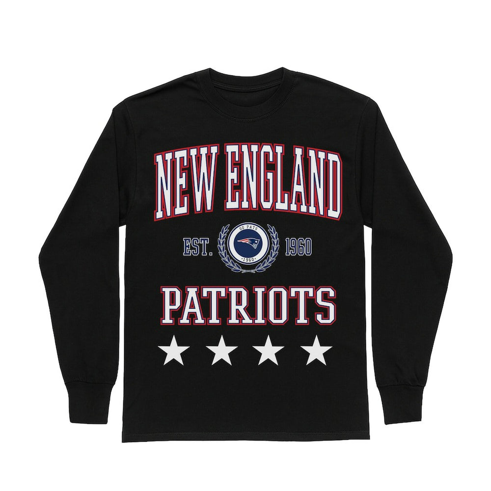 New England Patriots Gameday Couture Women's Oversized Everyday Star Long Sleeve T-Shirt - Black outlet
