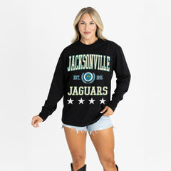 Jacksonville Jaguars Gameday Couture Women's Oversized Everyday Star Long Sleeve T-Shirt - Black sale