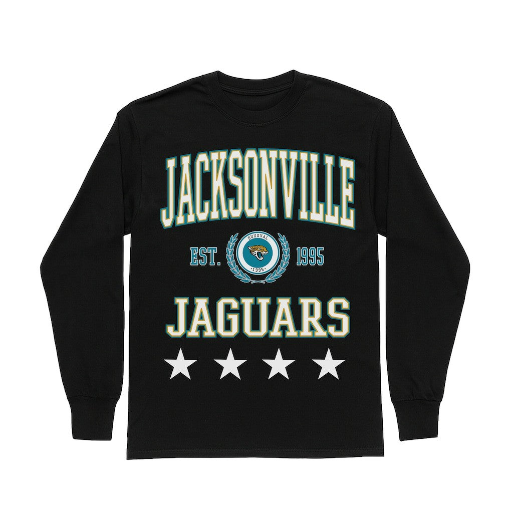 Jacksonville Jaguars Gameday Couture Women's Oversized Everyday Star Long Sleeve T-Shirt - Black sale