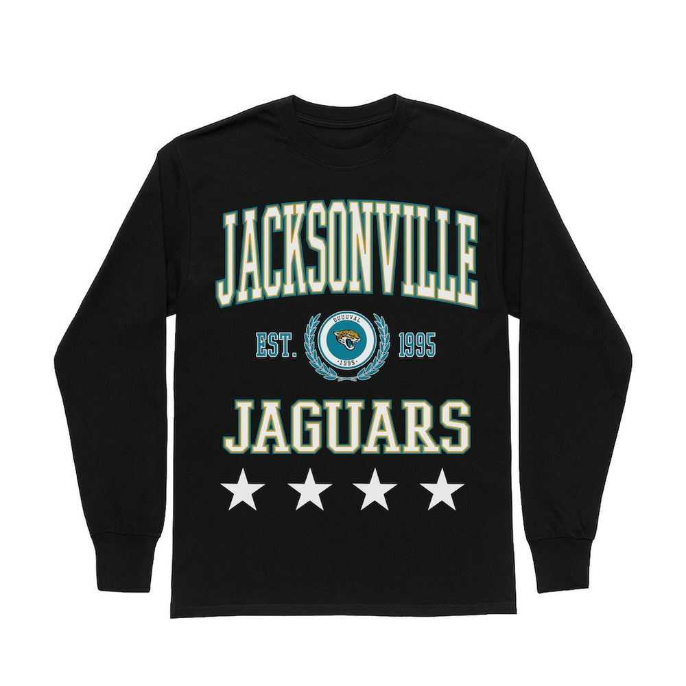 Jacksonville Jaguars Gameday Couture Women's Oversized Everyday Star Long Sleeve T-Shirt - Black sale
