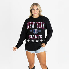 New York Giants Gameday Couture Women's Oversized Everyday Star Long Sleeve T-Shirt - Black outlet