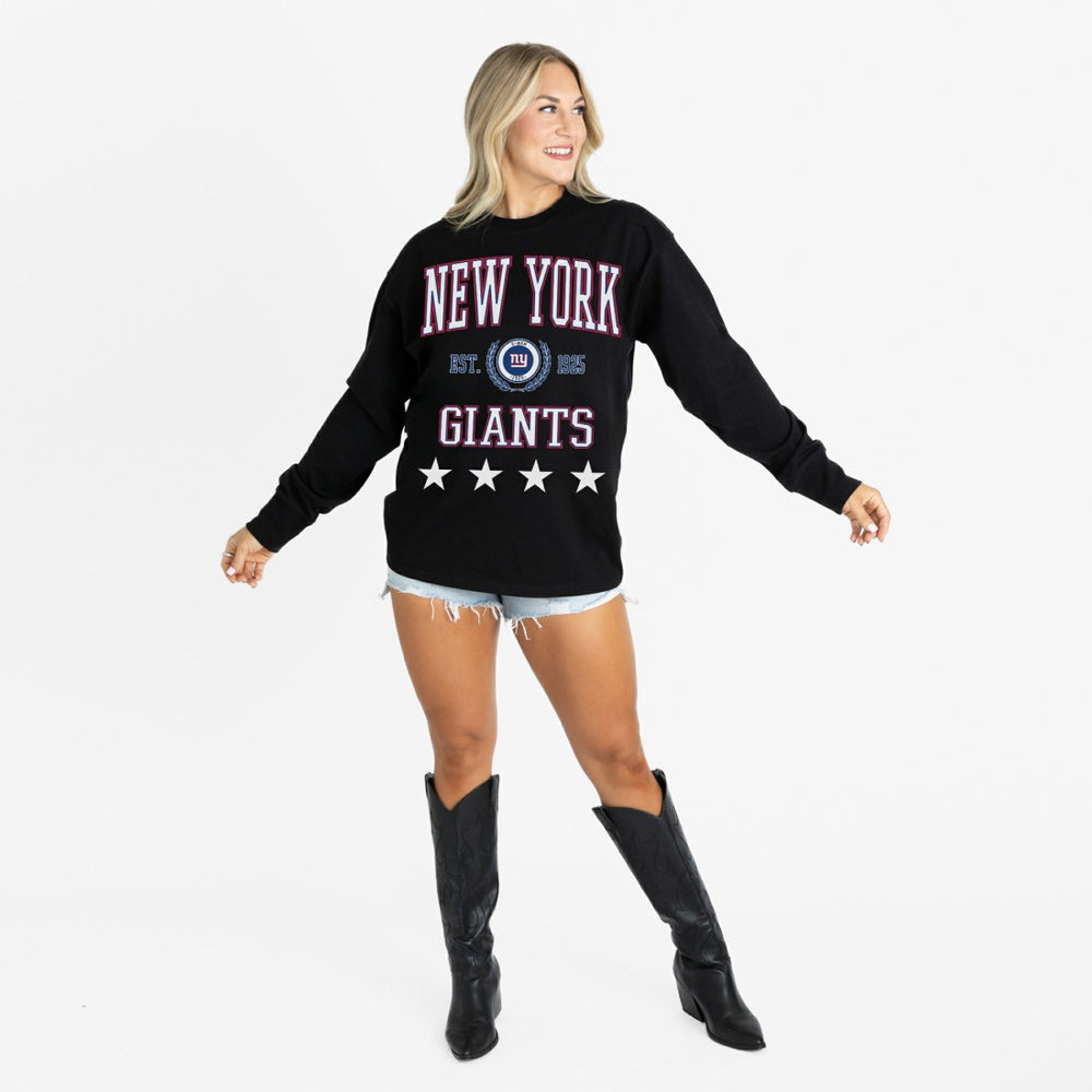 New York Giants Gameday Couture Women's Oversized Everyday Star Long Sleeve T-Shirt - Black outlet
