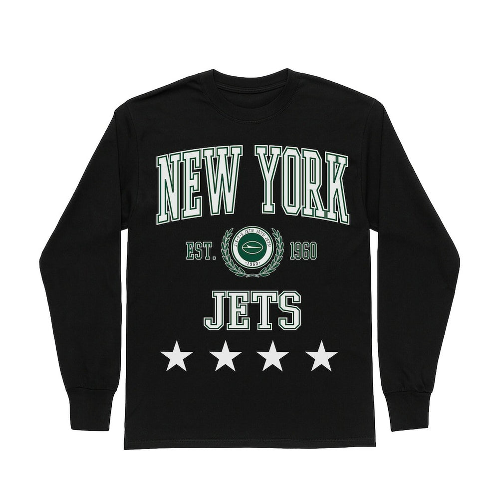 New York Jets Gameday Couture Women's Oversized Everyday Star Long Sleeve T-Shirt - Black online