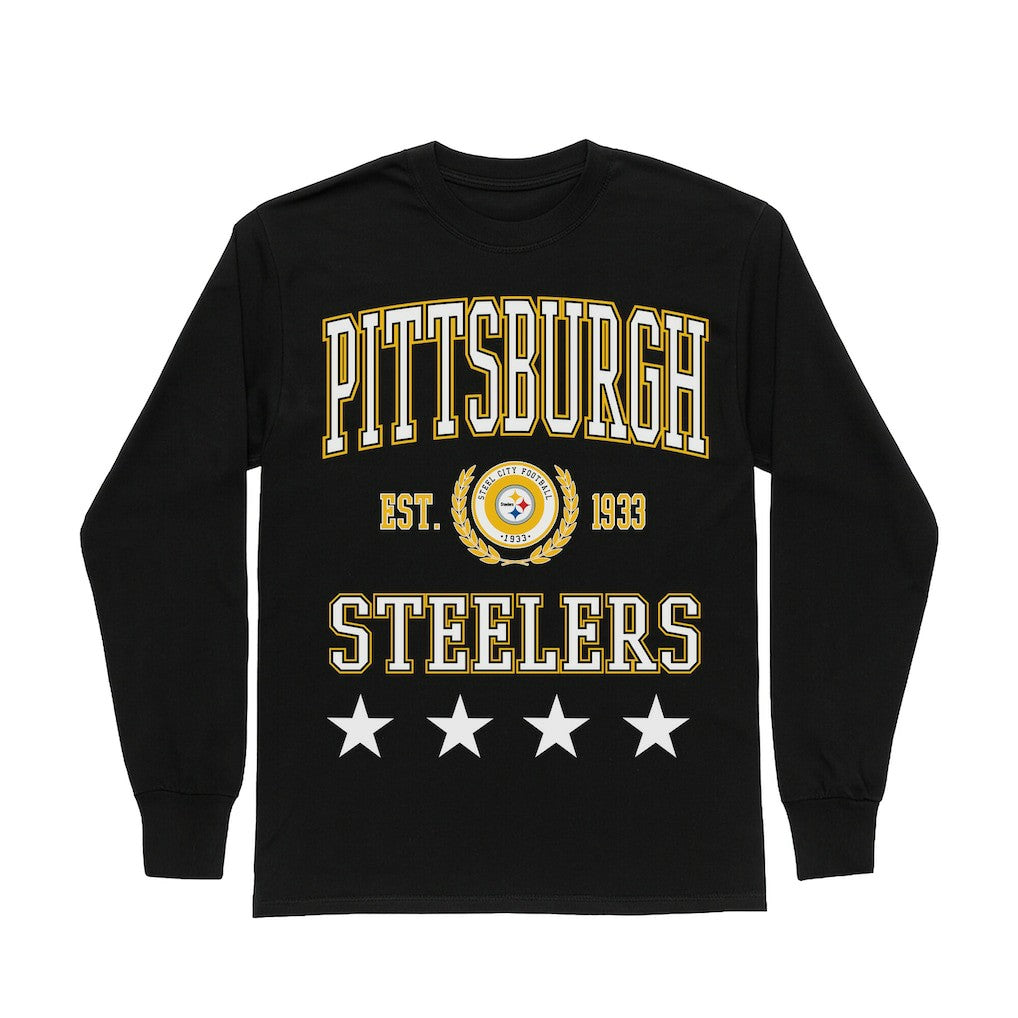 Pittsburgh Steelers Gameday Couture Women's Oversized Everyday Star Long Sleeve T-Shirt - Black online