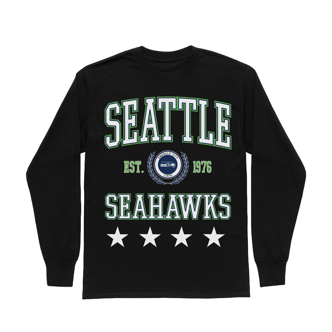 Seattle Seahawks Gameday Couture Women's Oversized Everyday Star Long Sleeve T-Shirt - Black on sale
