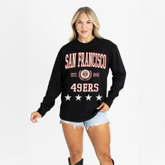 San Francisco 49ers Gameday Couture Women's Oversized Everyday Star Long Sleeve T-Shirt - Black outlet