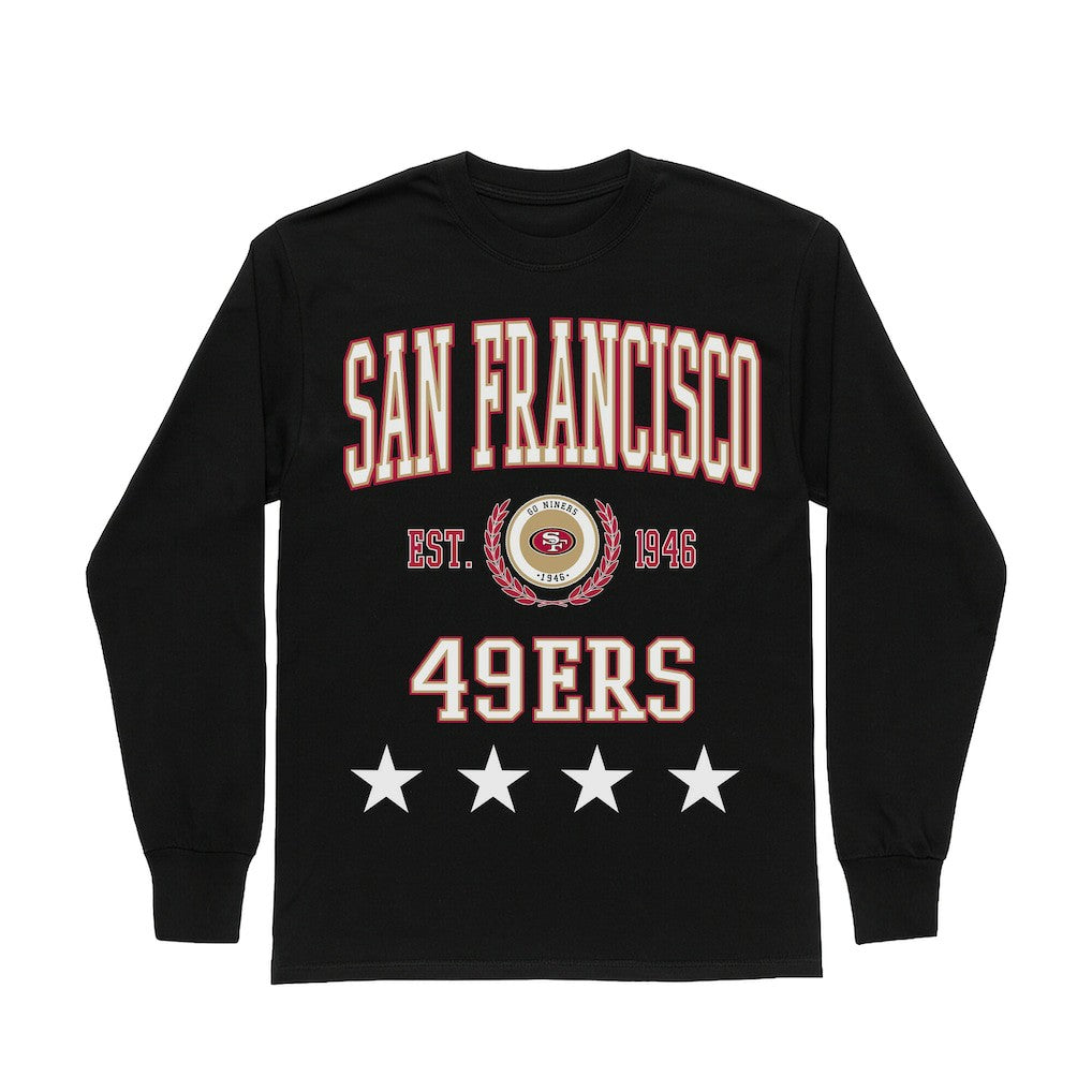 San Francisco 49ers Gameday Couture Women's Oversized Everyday Star Long Sleeve T-Shirt - Black outlet