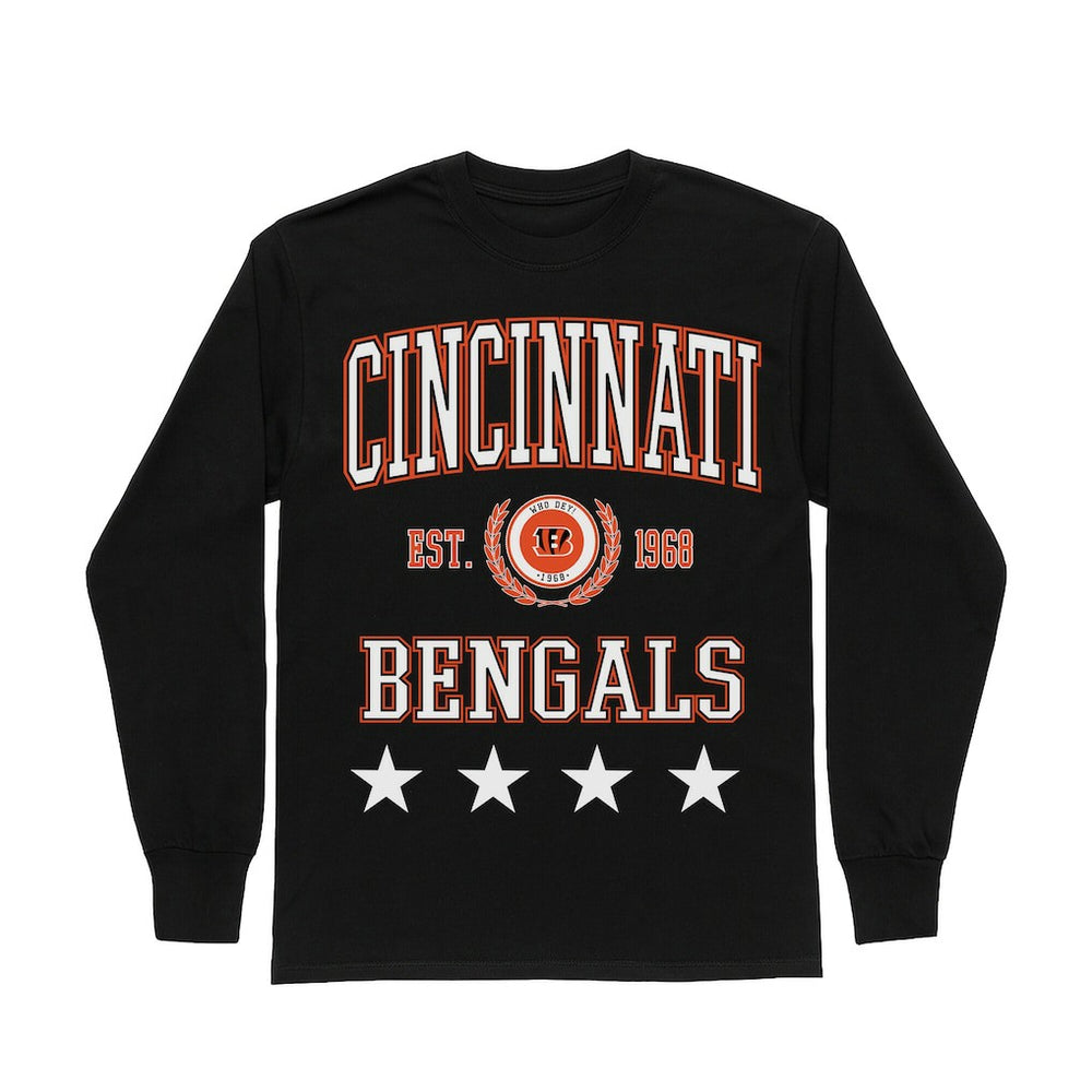 Cincinnati Bengals Gameday Couture Women's Oversized Everyday Star Long Sleeve T-Shirt - Black cheap